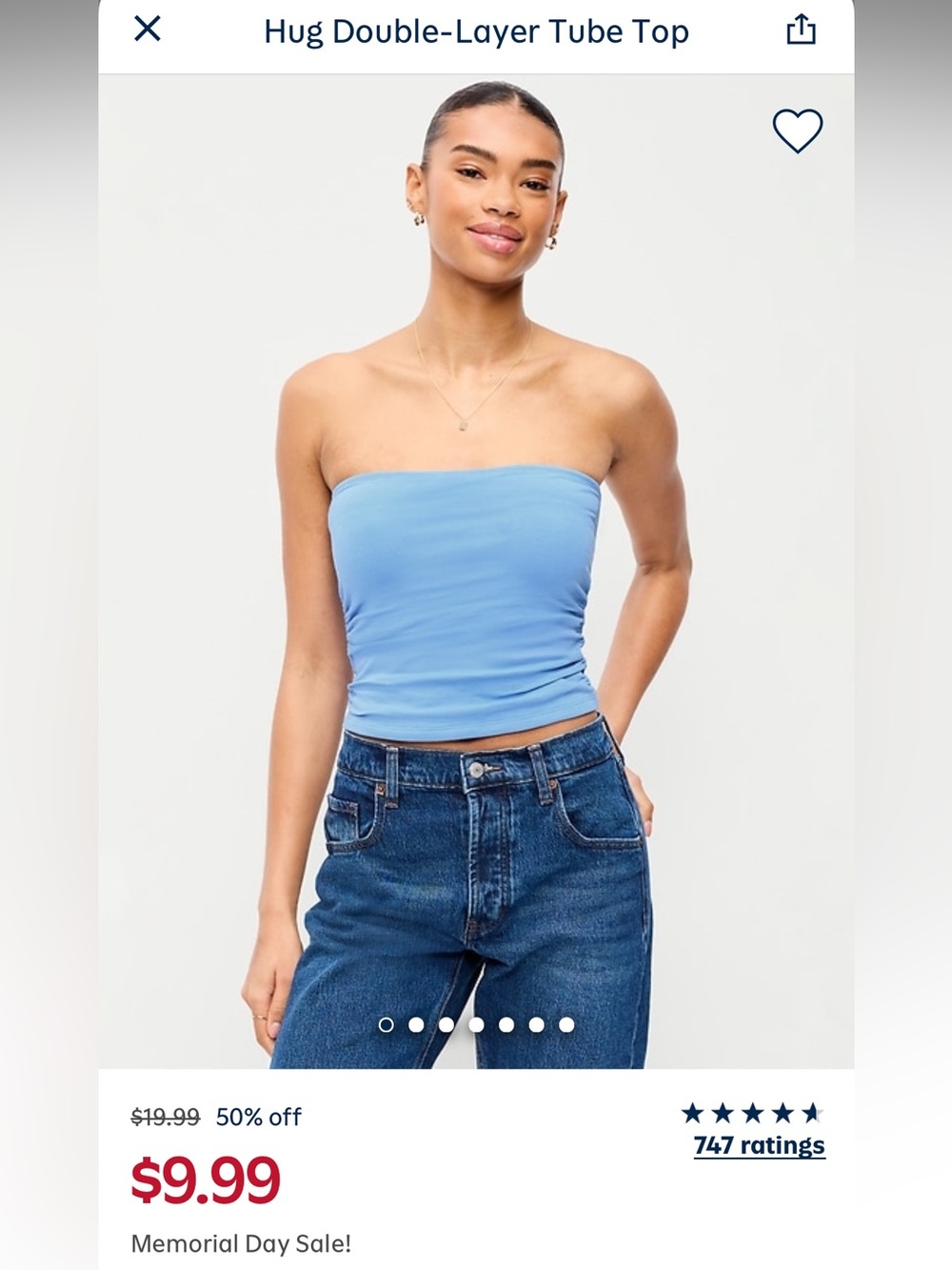 Old Navy Light Blue Strapless Tube Top